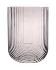 Ribbed U Shaped Glass Vase-Large-Grey