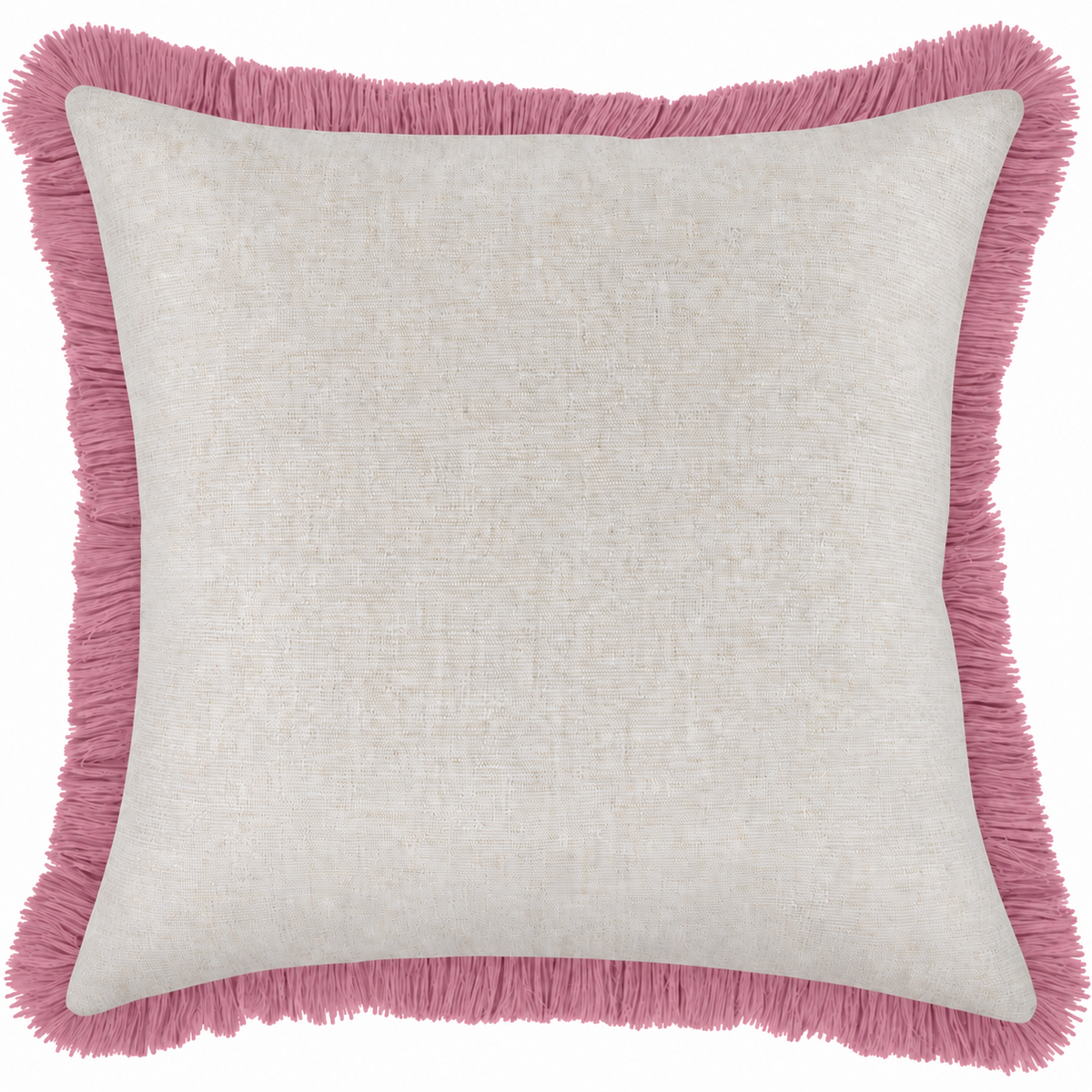 Cushion Cover-Coastal Fringe Pink-Solid Natural-60cm x 60cm