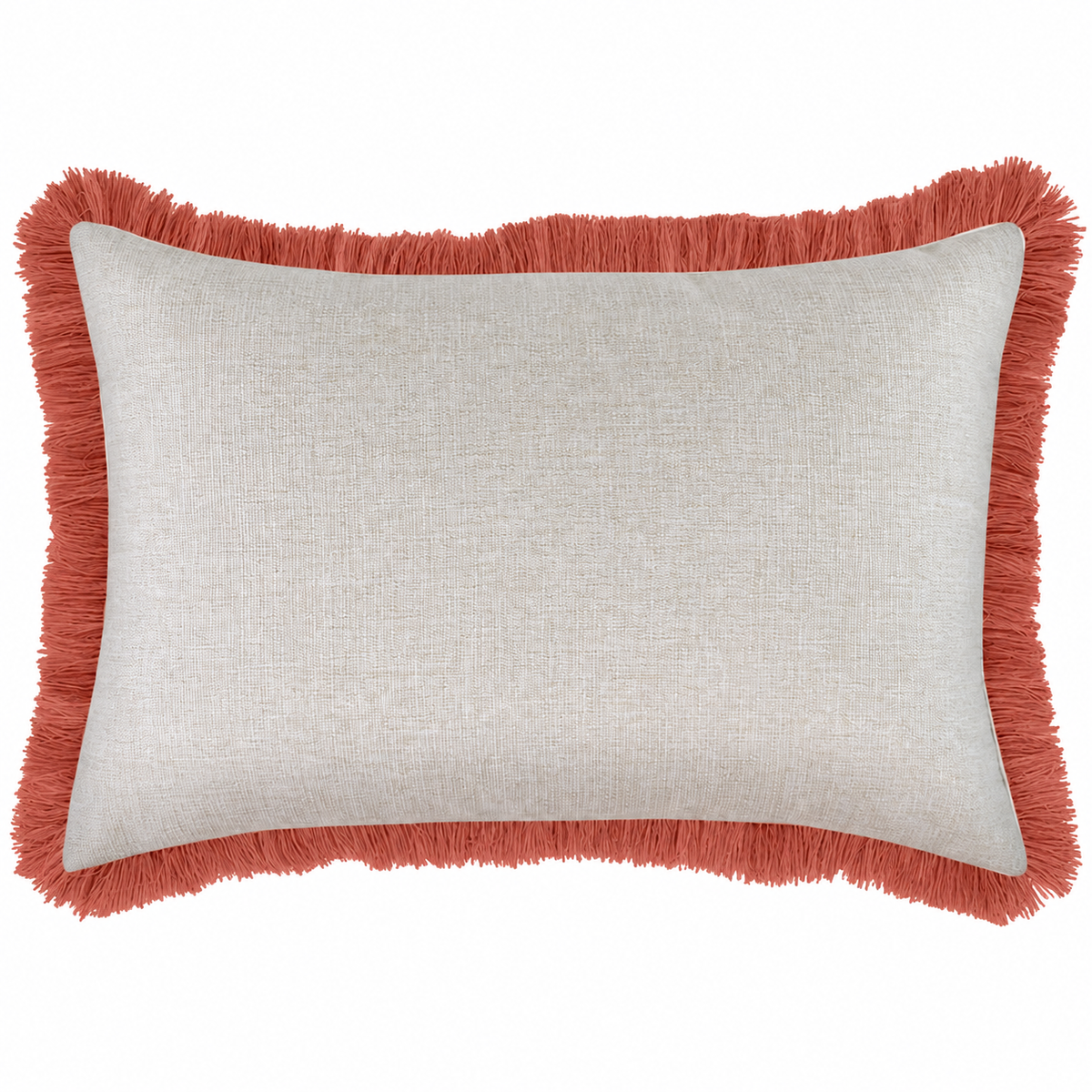 Cushion Cover-Coastal Fringe Coral-Solid Natural-60cm x 60cm