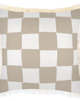 Cushion Cover-Coastal Fringe-Check Beige-45cm x 45cm