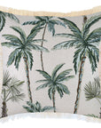 Cushion Cover-Coastal Fringe-Palm Tree Paradise Natural-60cm x 60cm