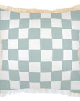 Cushion Cover-Coastal Fringe-Check Seafoam-60cm x 60cm