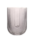 Ribbed U Shaped Glass Vase-Medium-Grey