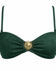 Bandeau Bikini Top-Embossed Green Shells