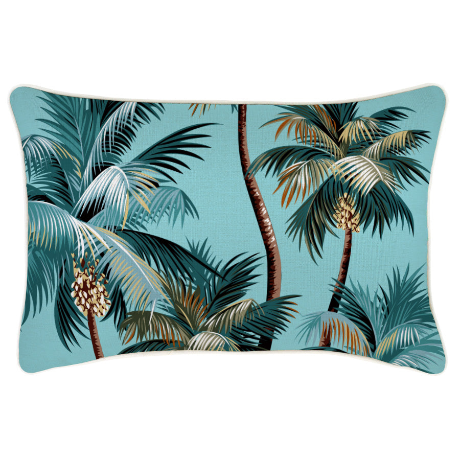 Cushion Cover-With Piping-Palm Trees Aqua-35cm x 50cm