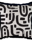 Cushion Cover-Coastal Fringe Black-Abstract Black-60cm x 60cm