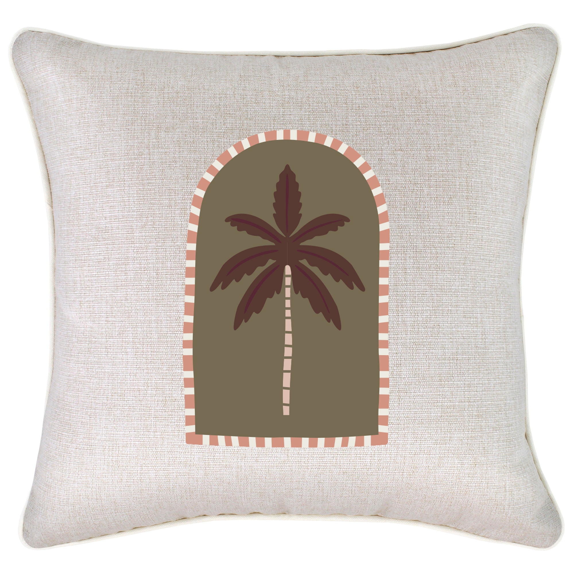 Cushion Cover-Coastal Piping-Arch Palm-Maroon-45cm x 45cm