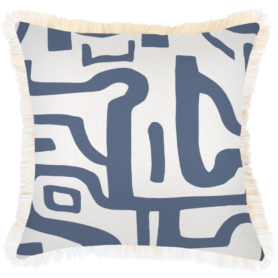 Cushion Cover-Coastal Fringe-Canggu Denim-45cm x 45cm