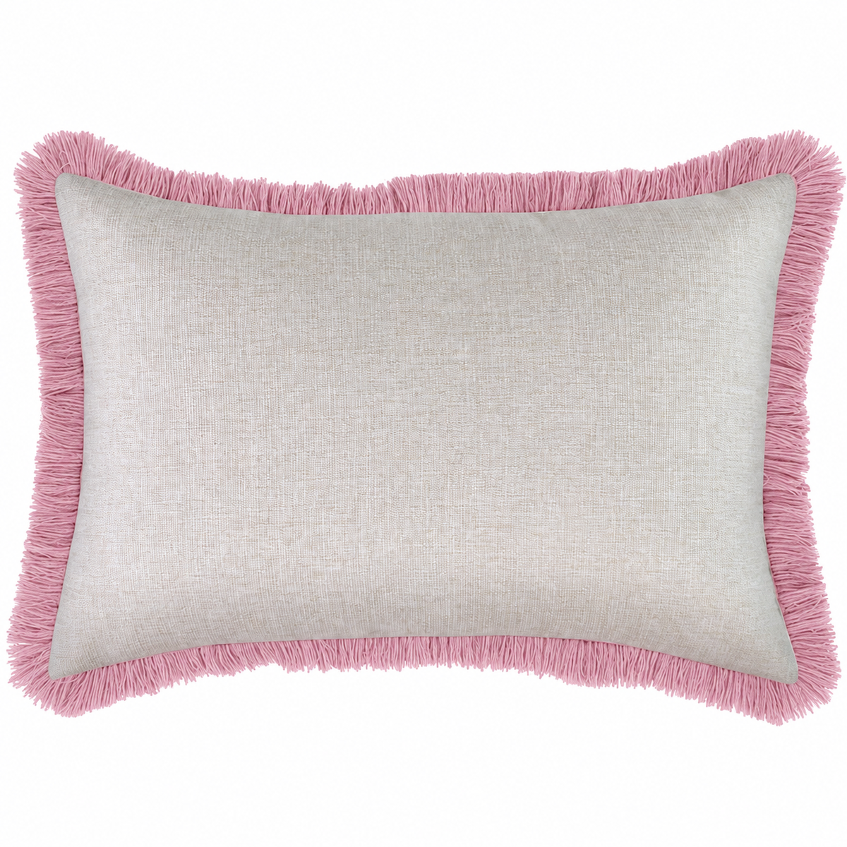 Cushion Cover-Coastal Fringe Pink-Solid Natural-35cm x 50cm