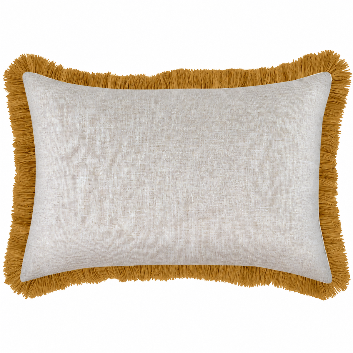 Cushion Cover-Coastal Fringe Mustard-Solid Natural-35cm x 50cm