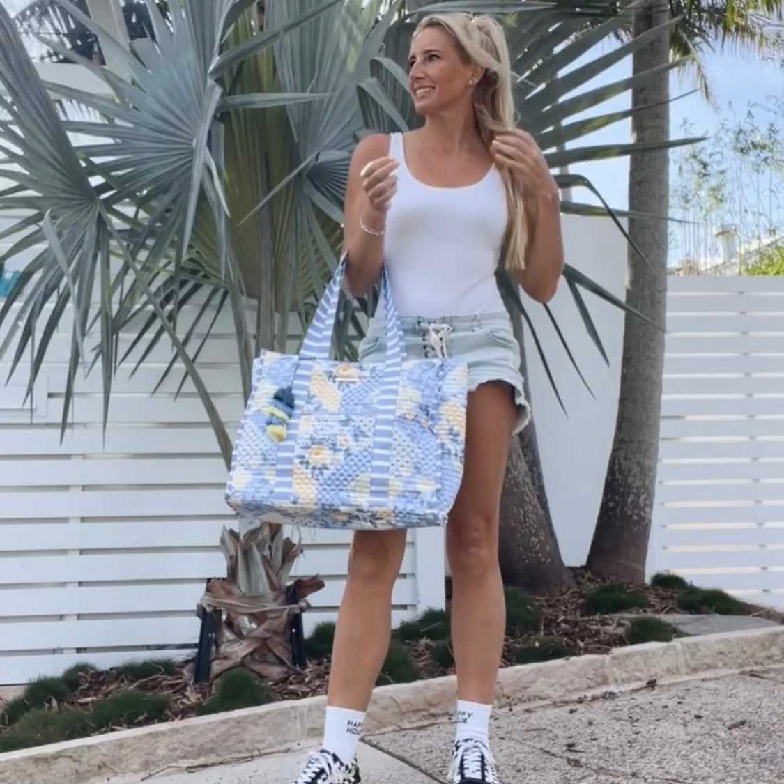 Striped Beach Bag-Lovely Lavender