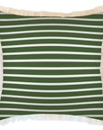 Cushion Cover-Coastal Fringe-Hampton Stripe Dark Green White-60cm x 60cm