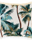 Cushion Cover-Coastal Fringe-Palm Trees Natural-45cm x 45cm