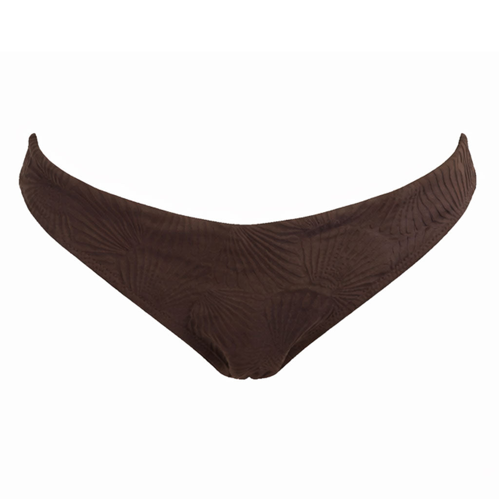 Bandeau Bikini Bottom-Embossed Chocolate Shells