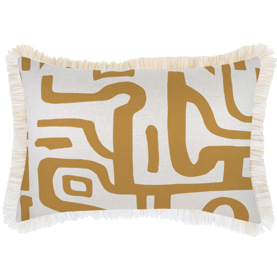Cushion Cover-Coastal Fringe-Canggu Mustard-35cm x 50cm
