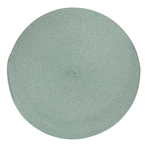 Round Placemat-Coastal Fringe-Check Seafoam-40cm