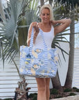 Striped Beach Bag-Lovely Lavender
