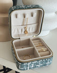 Small Tweed Jewellery Box-Light Blue