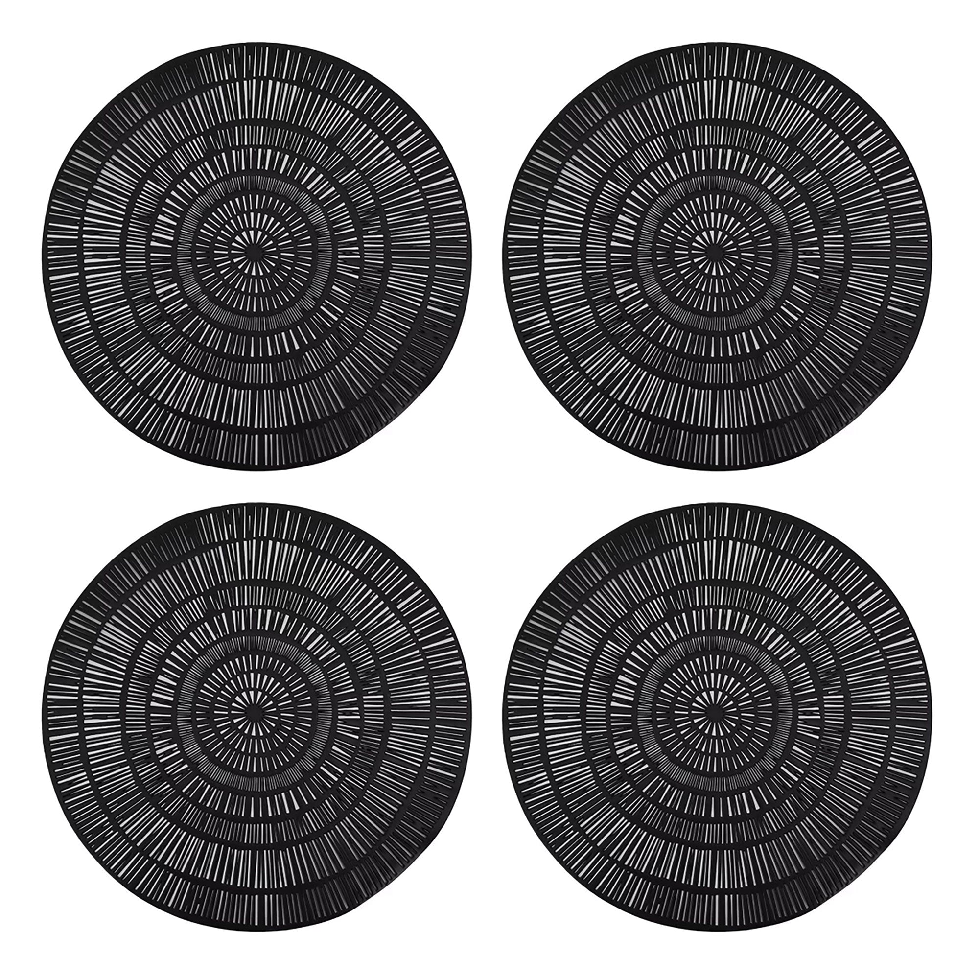 Round Placemat Set of 4-Black Lasercut-38cm