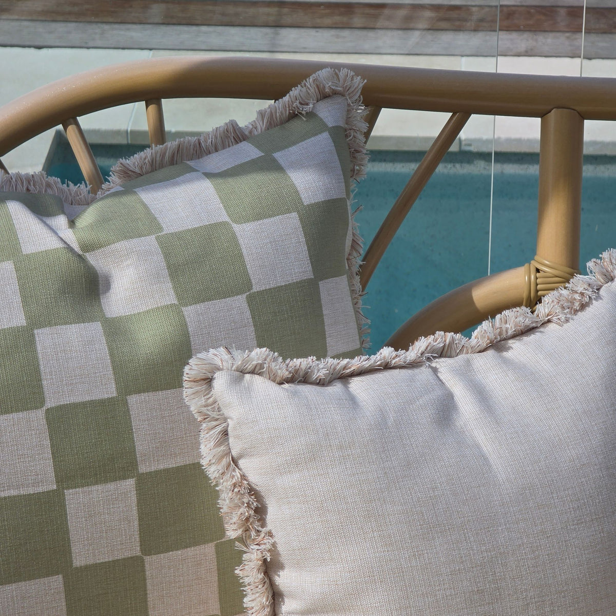 Cushion Cover-Coastal Fringe-Solid Natural-45cm x 45cm