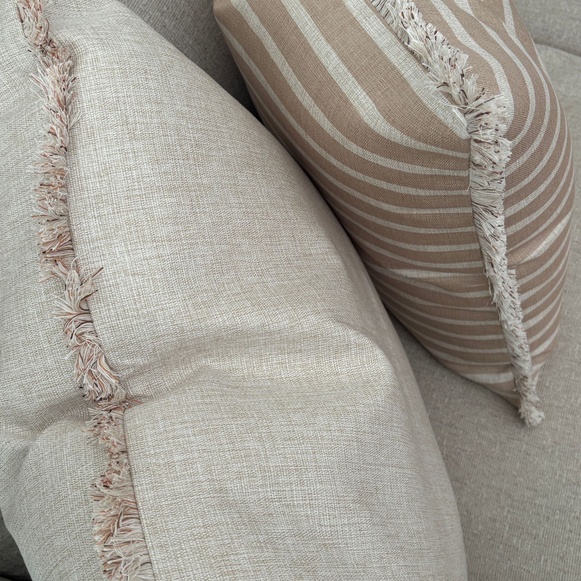 Cushion Cover-Coastal Fringe-Solid Natural-60cm x 60cm