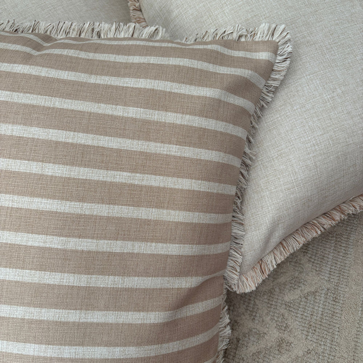 Cushion Cover-Coastal Fringe-Solid Natural-60cm x 60cm