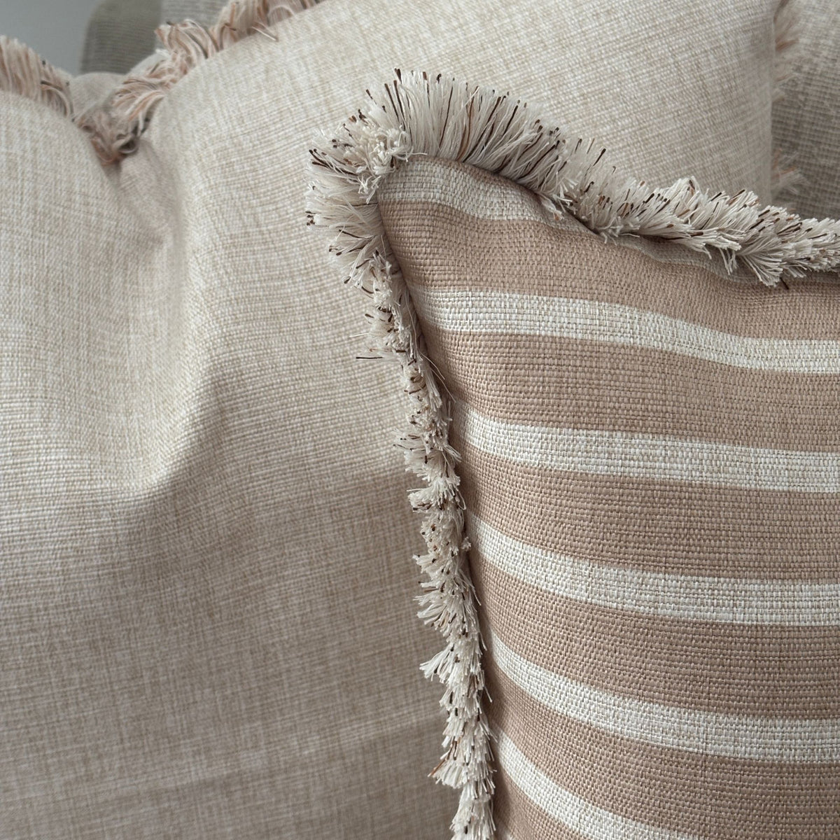 Cushion Cover-Coastal Fringe-Solid Natural-60cm x 60cm