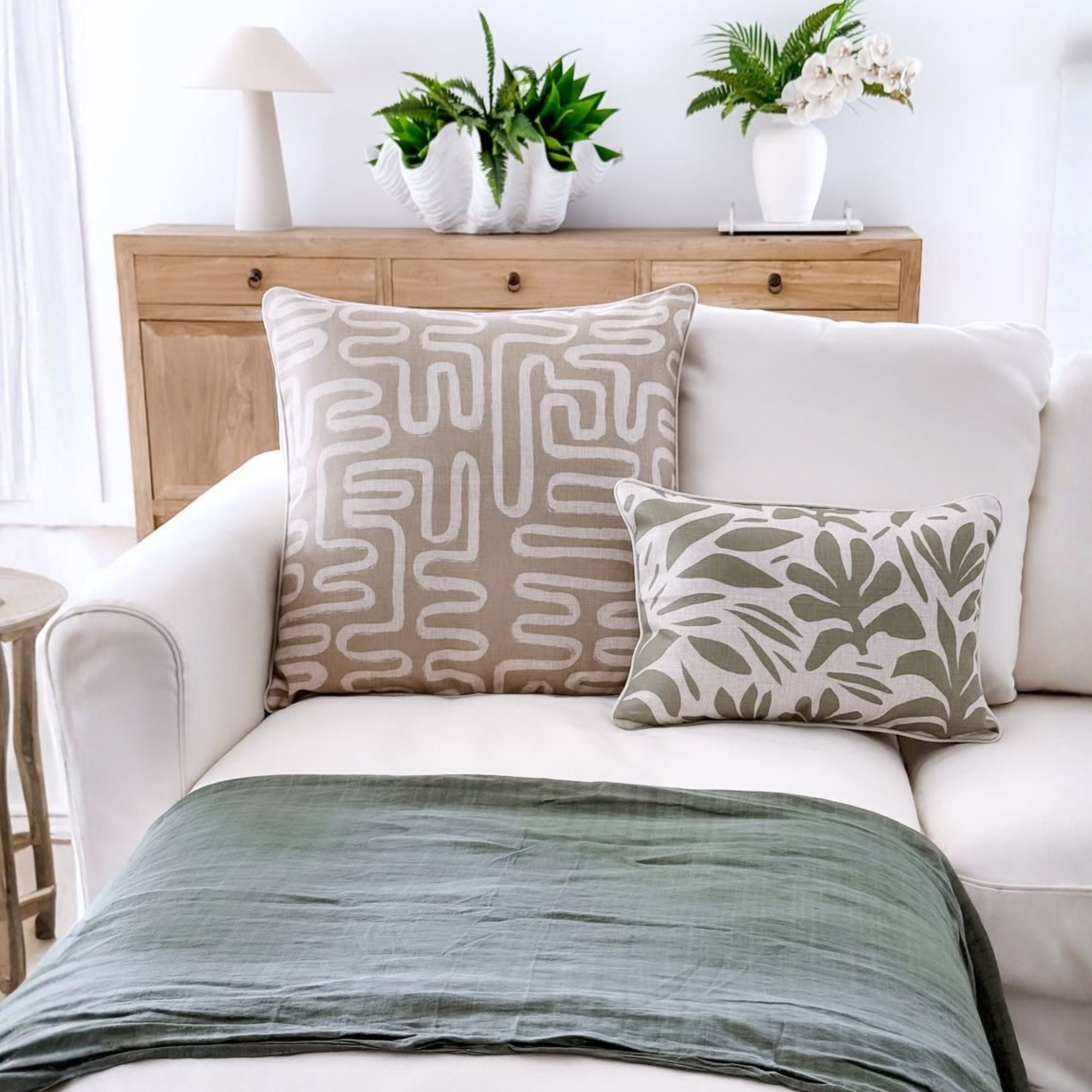 Cushion Cover-With Piping-Tahiti Sage-35cm x 50cm