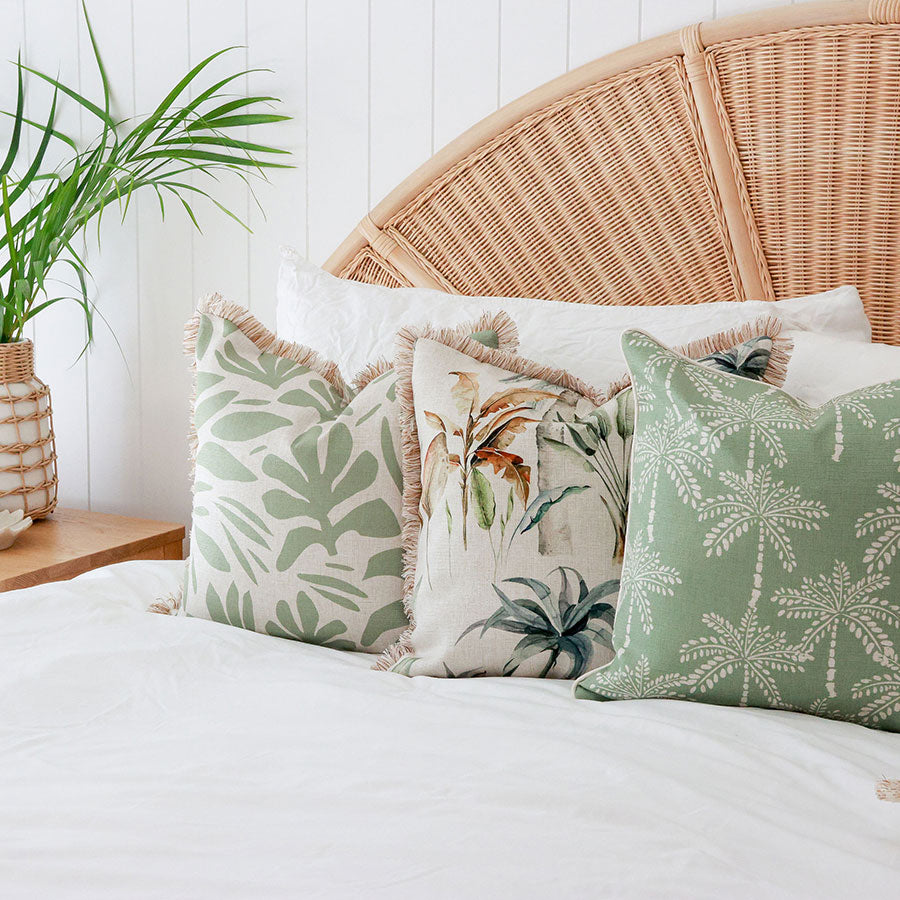 Cushion Cover-With Piping-Cabana Palms Sage-45cm x 45cm