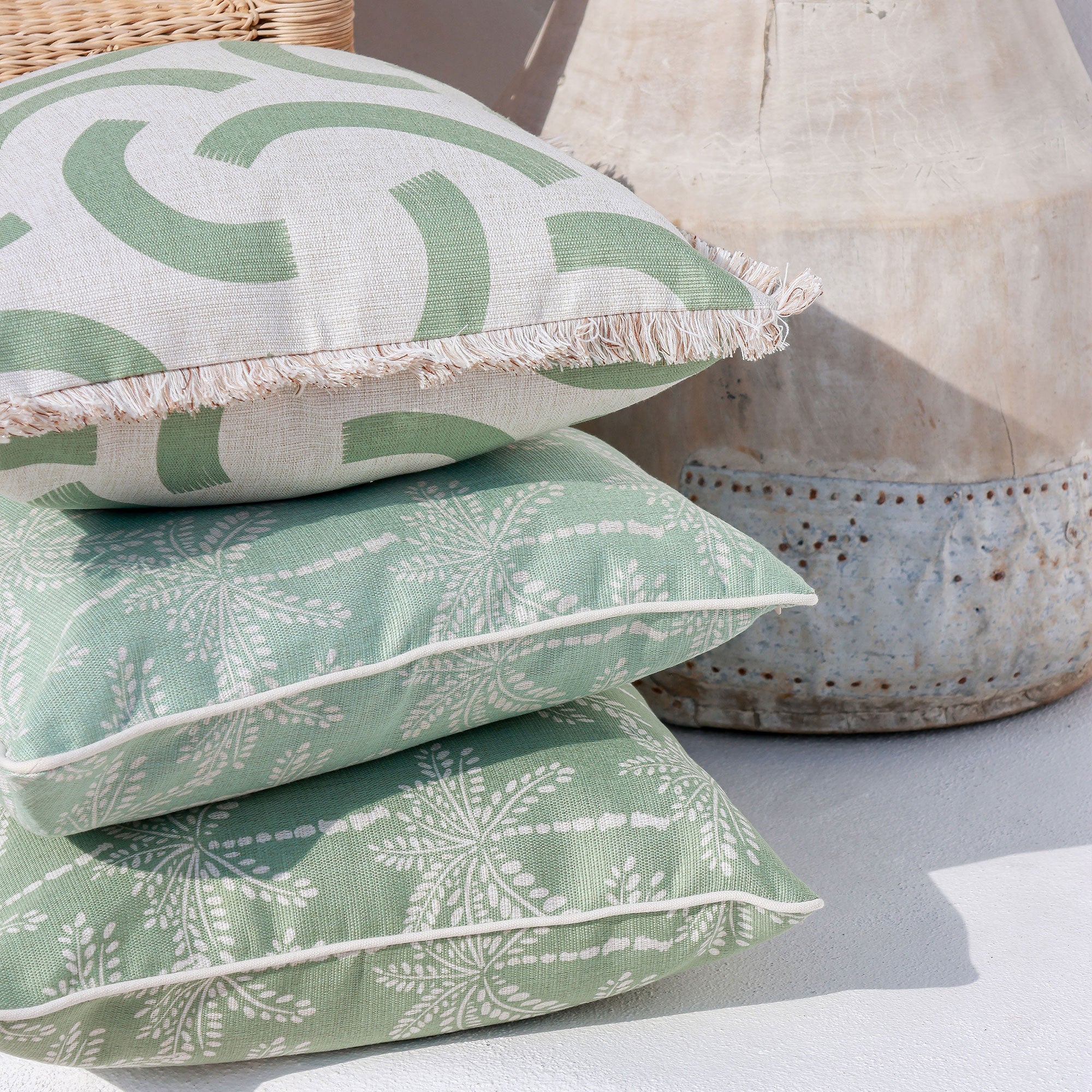 Cushion Cover-With Piping-Cabana Palms Sage-35cm x 50cm