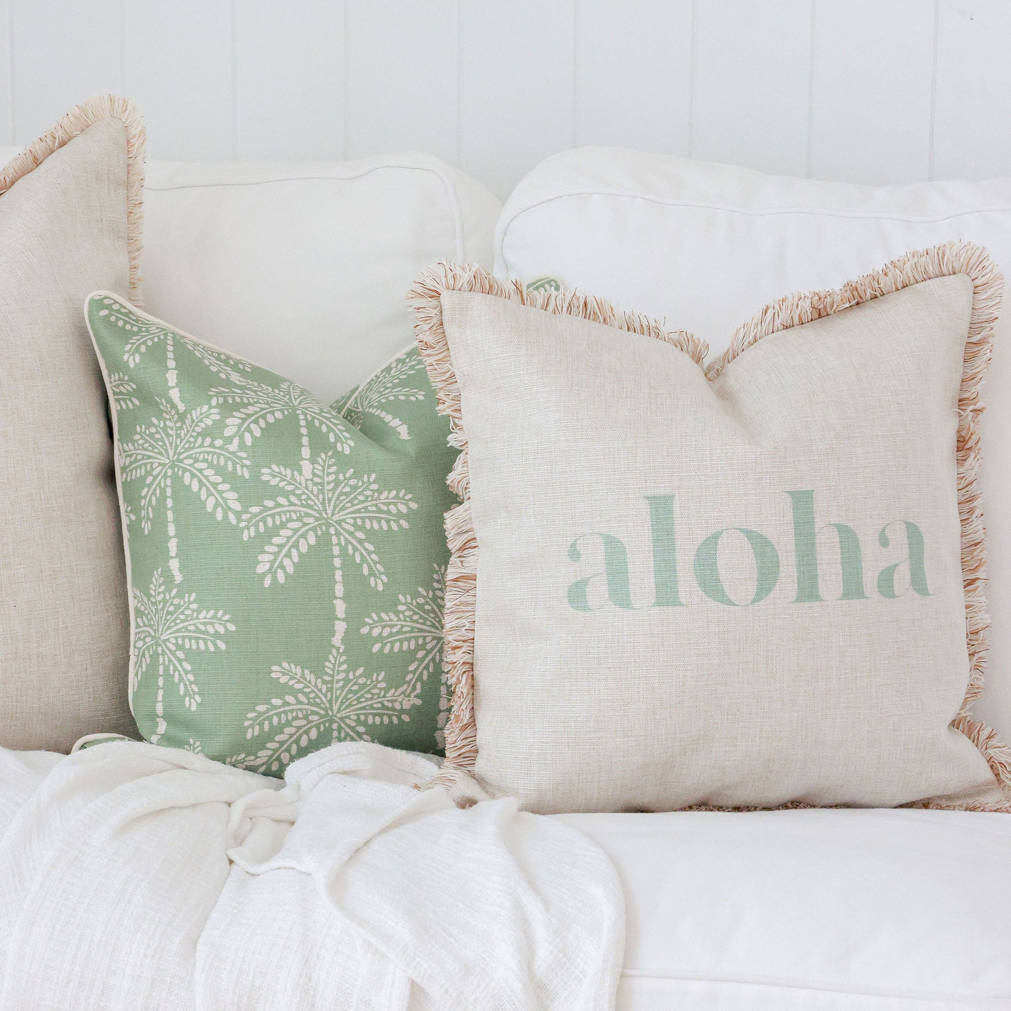 Cushion Cover-With Piping-Cabana Palms Sage-45cm x 45cm