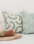 Cushion Cover-Coastal Fringe-Cabana Palms Seafoam-45cm x 45cm