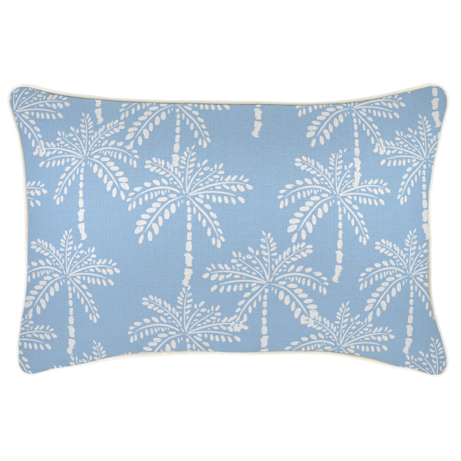 Cushion Cover-With Piping-Cabana Palms Pale Blue-35cm x 50cm