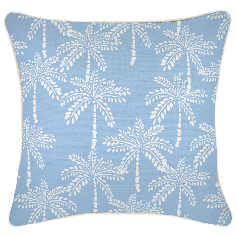 Cushion Cover-With Piping-Cabana Palms Pale Blue-45cm x 45cm