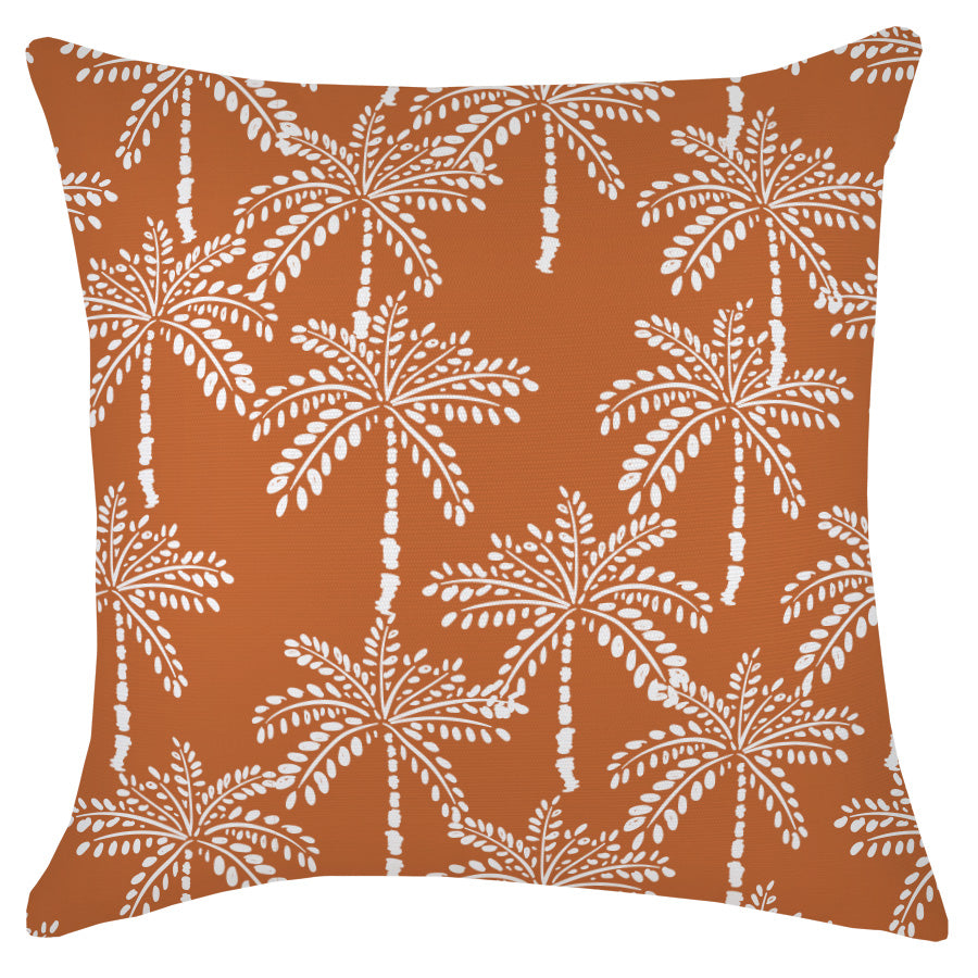 Cushion Cover-Boucle-No Piping-Cabana Palms Burnt Orange-45cm x 45cm