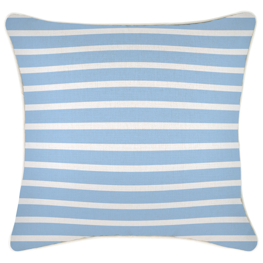 Cushion Cover-With Piping-Hampton Stripe Pale Blue-45cm x 45cm