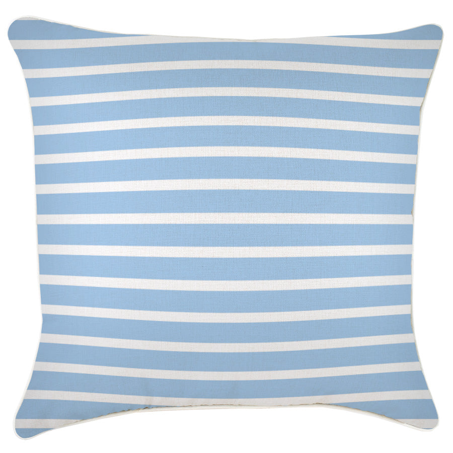 Cushion Cover-With Piping-Hampton Stripe Pale Blue-60cm x 60cm