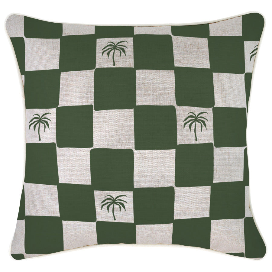 Cushion Cover-With Piping-Check Palm Kale-45cm x 45cm