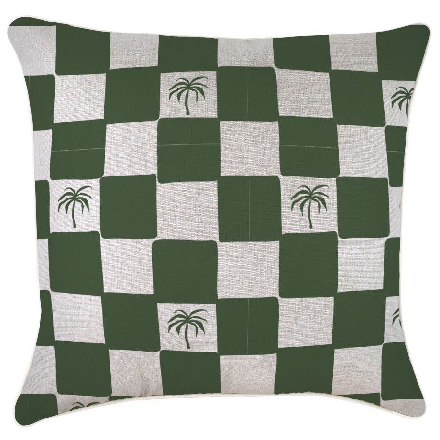 Cushion Cover-With Piping-Check Palm Kale-60cm x 60cm