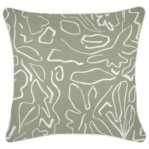 Cushion Cover-Coastal Fringe-Palm Trees Seafoam-45cm x 45cm
