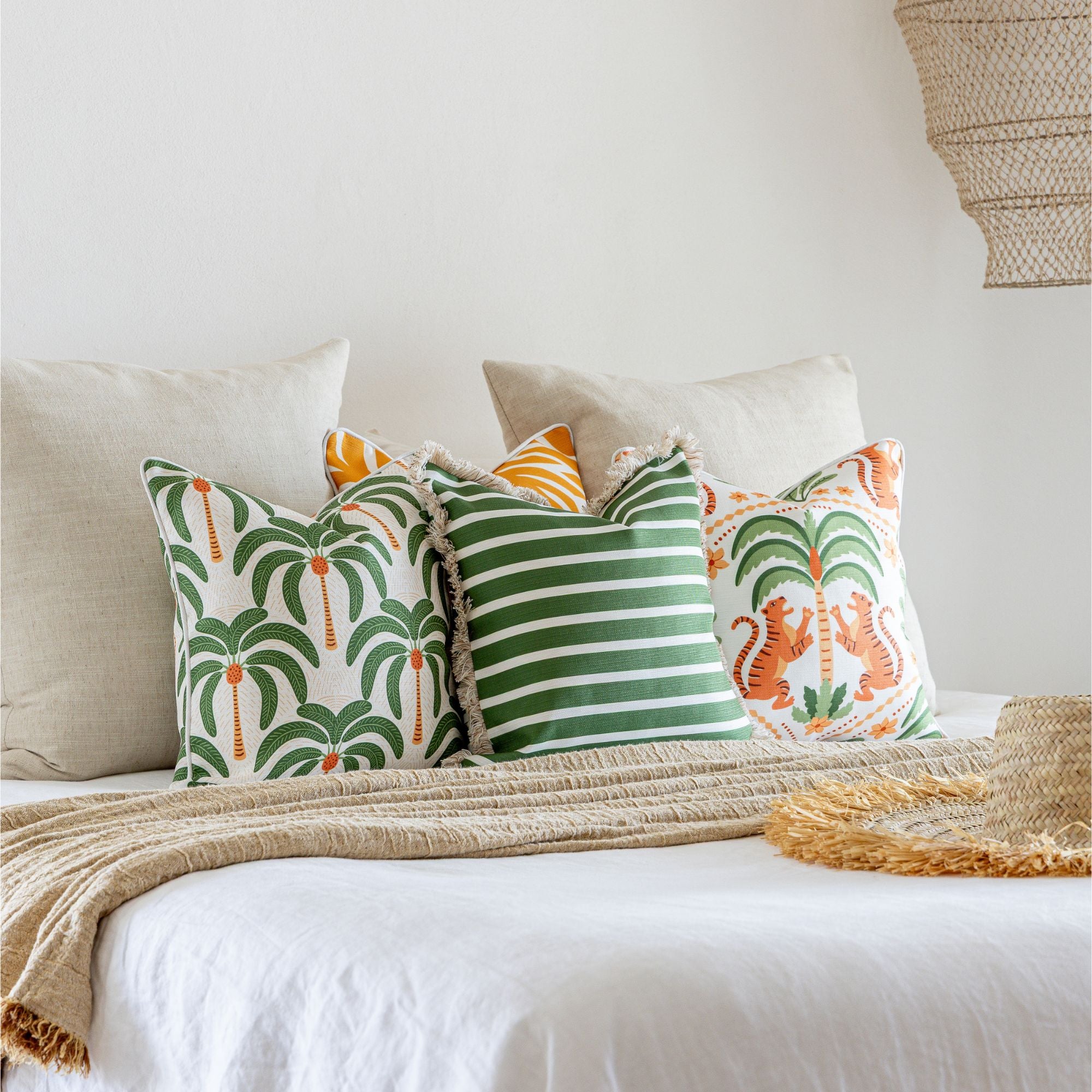 Cushion Cover-With Piping-Tiger Tree White-45cm x 45cm
