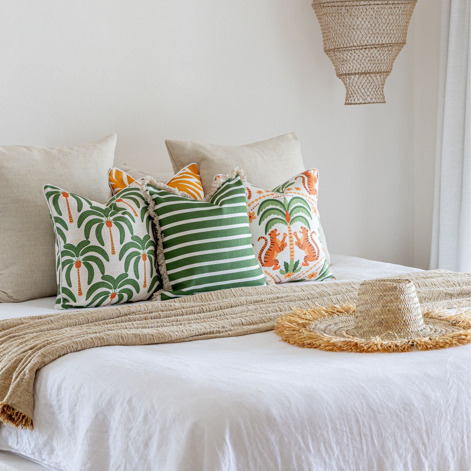 Cushion Cover-With Piping-Tiger Tree White-45cm x 45cm