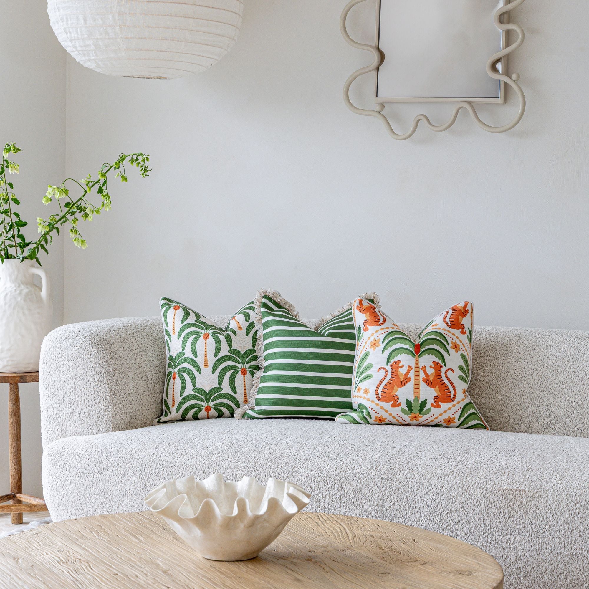 Cushion Cover-With Piping-Tiger Tree White-45cm x 45cm