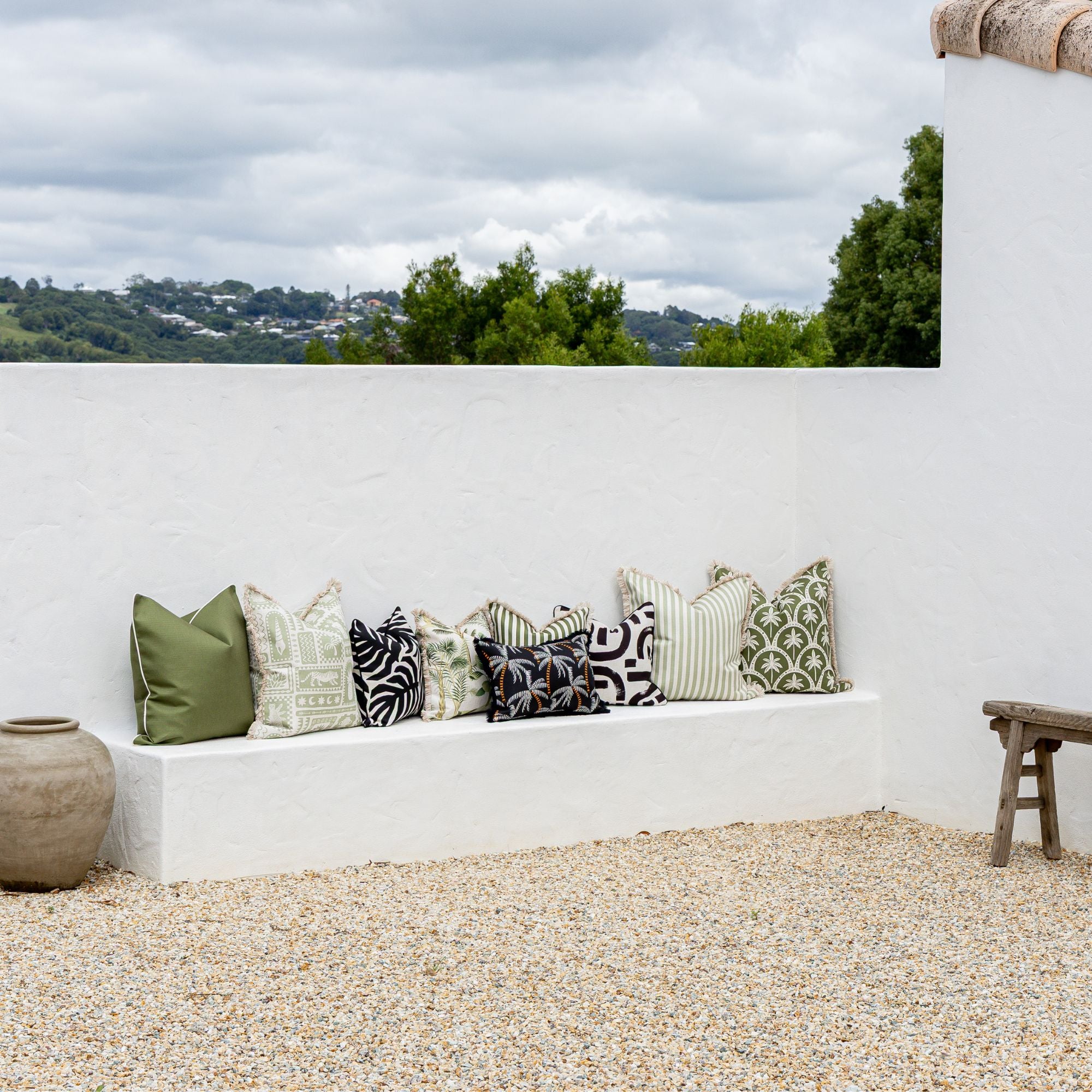 Cushion Cover-With Black Piping-Casa Palms Black-45cm x 45cm