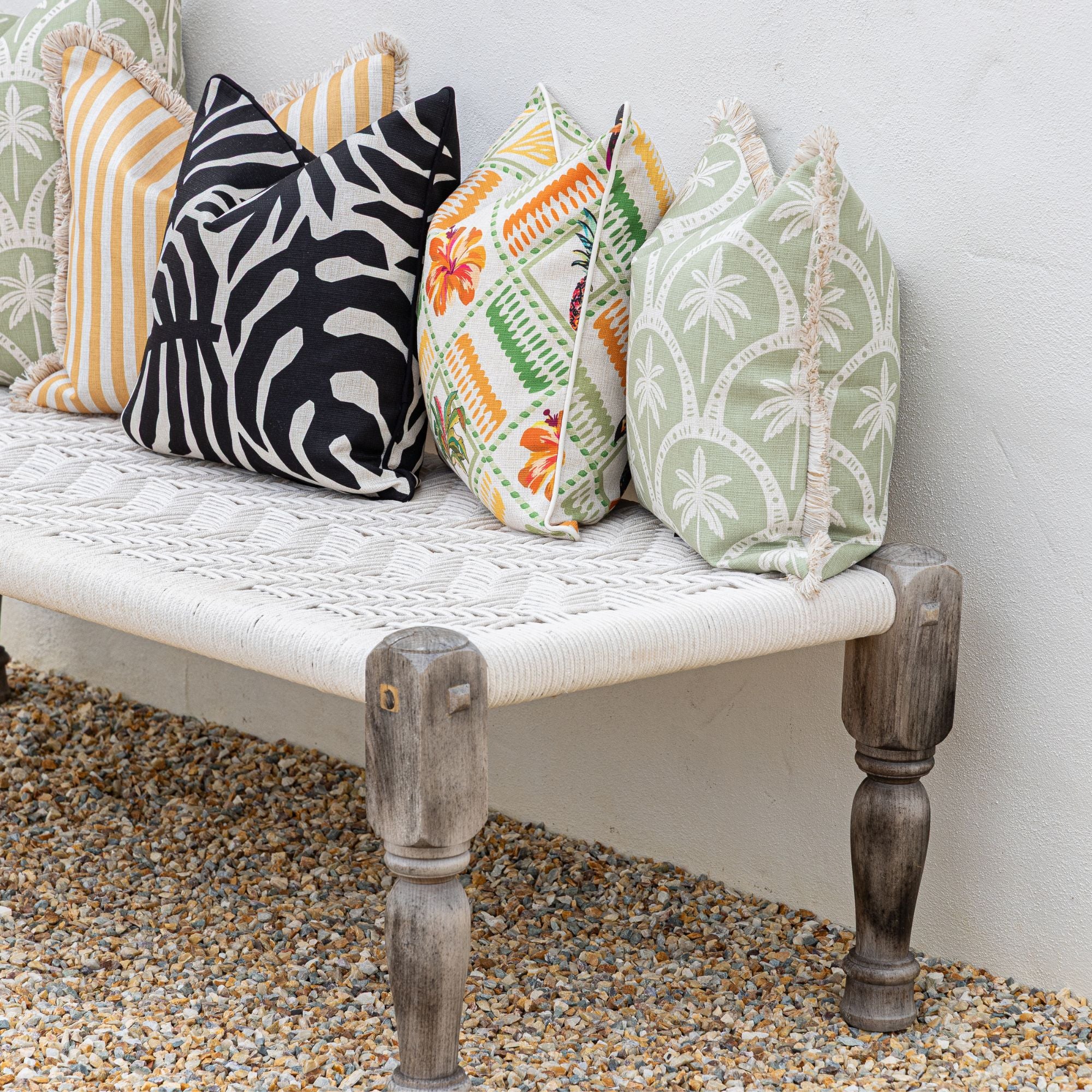 Cushion Cover-With Black Piping-Casa Palms Black-45cm x 45cm