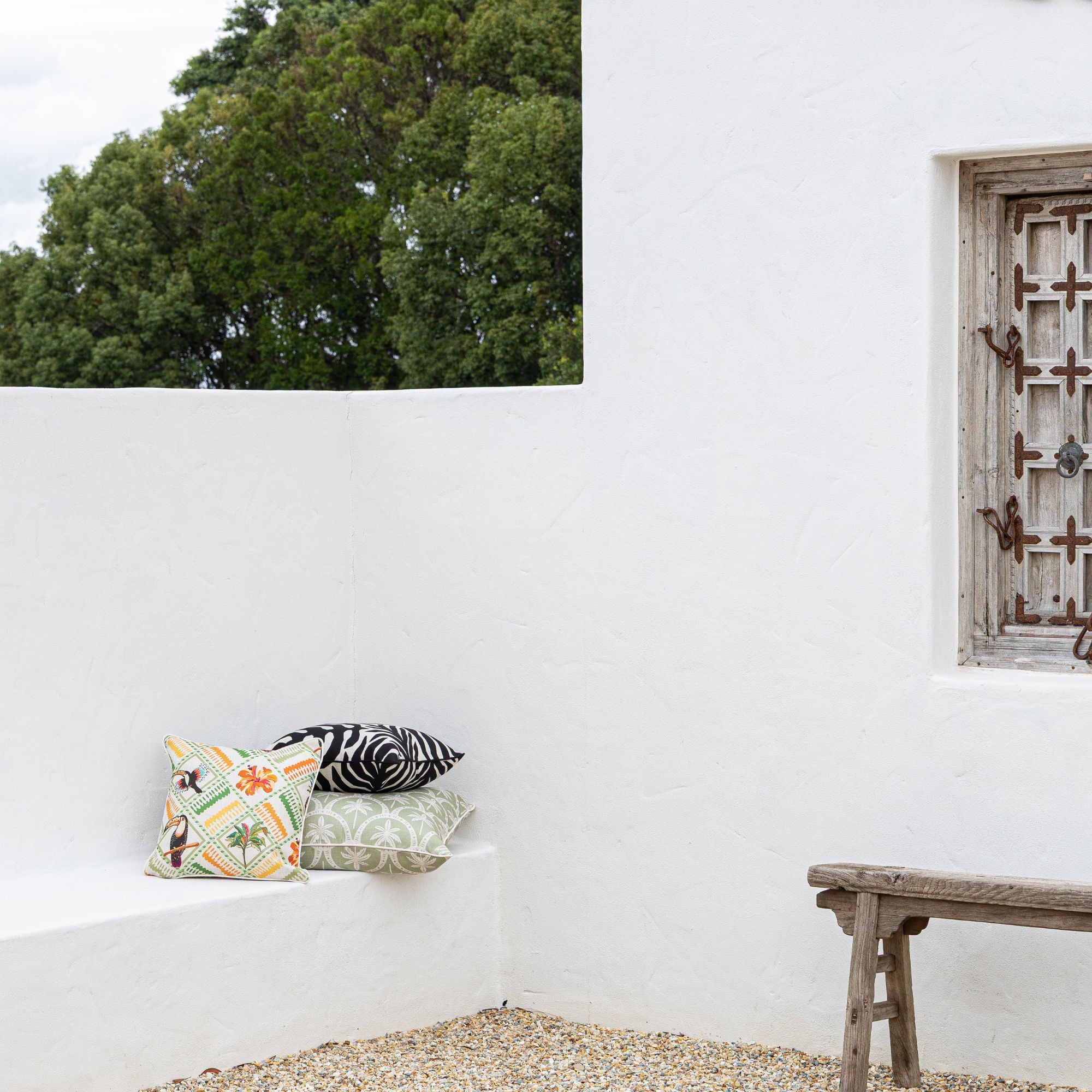 Cushion Cover-With Black Piping-Casa Palms Black-45cm x 45cm