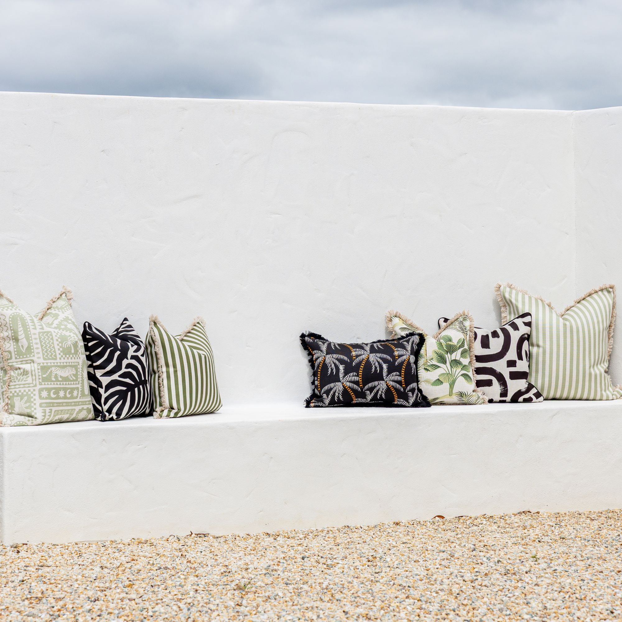 Cushion Cover-With Black Piping-Casa Palms Black-45cm x 45cm