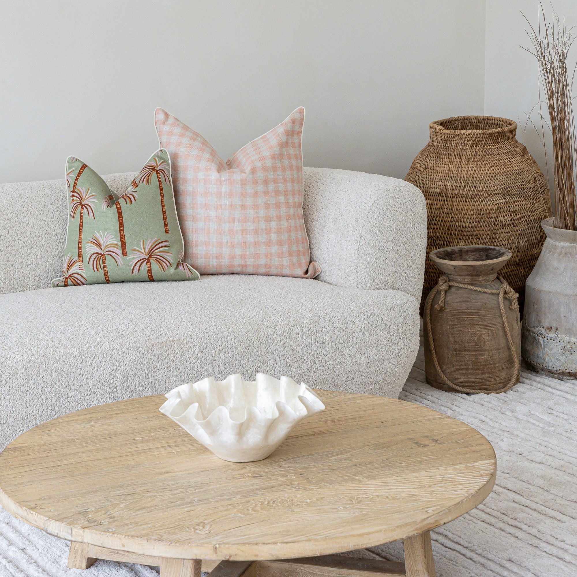 Cushion Cover-With Piping-Ginglam Peach-60cm x 60cm