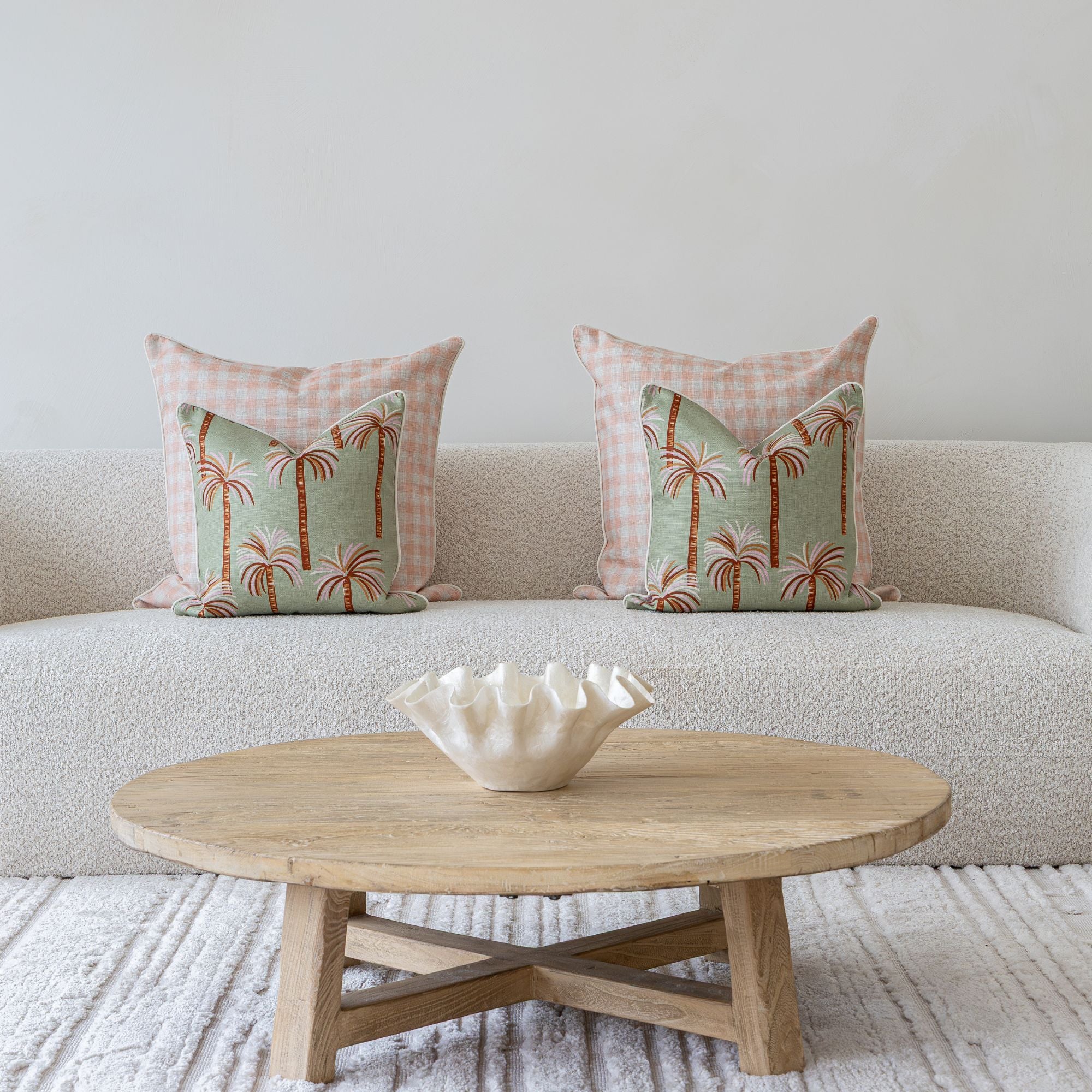 Cushion Cover-With Piping-Ginglam Peach-60cm x 60cm