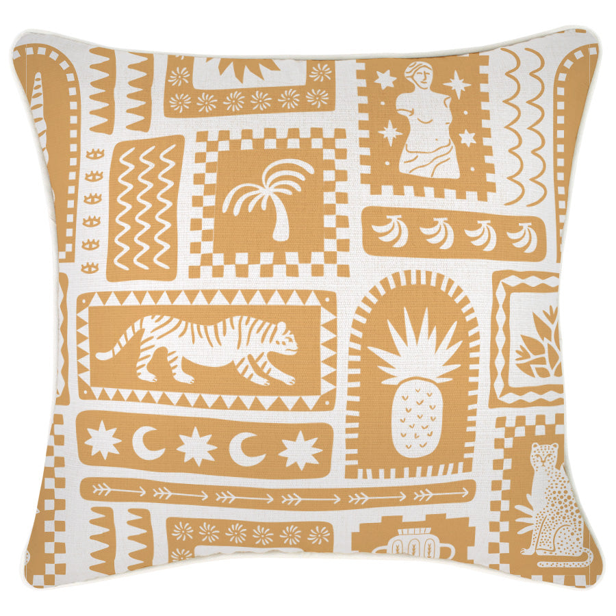Cushion Cover-With Piping-Naxos Mustard-45cm x 45cm